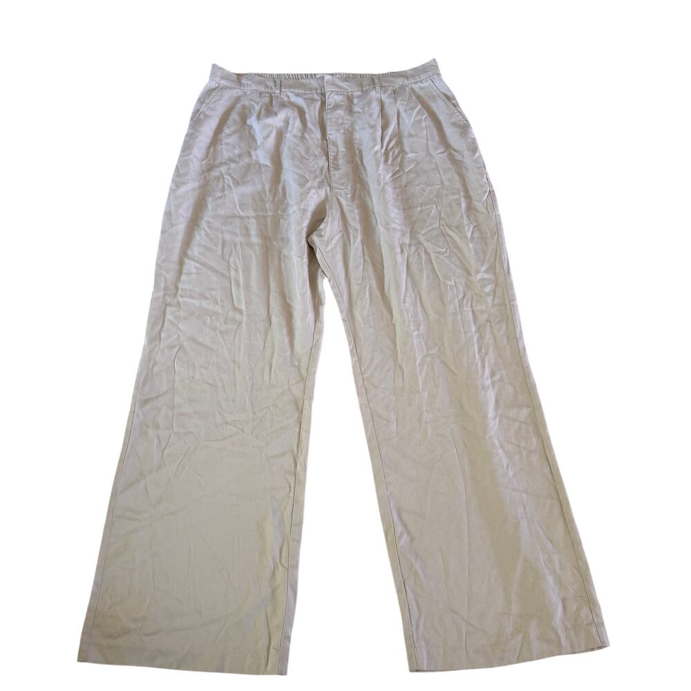 NWT Abercrombie Beige Wide Leg High Rise Trouser Pant XL Tall Long Work Office